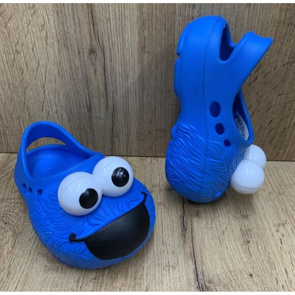 Sesame Street Toddler Cookie Monster Clogs Shoes Back Strap Blue Size 3 - Picture 1 of 16